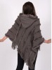 Hooded Poncho with Faux Fur Details